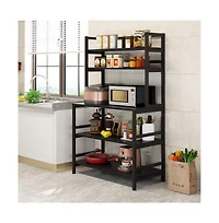Tribesigns 5-Tier Kitchen Bakers Rack with Hutch, Industrial Microwave Oven Stand, Free Standing Kitchen Utility Cart Storage Shelf Organizer(Black)