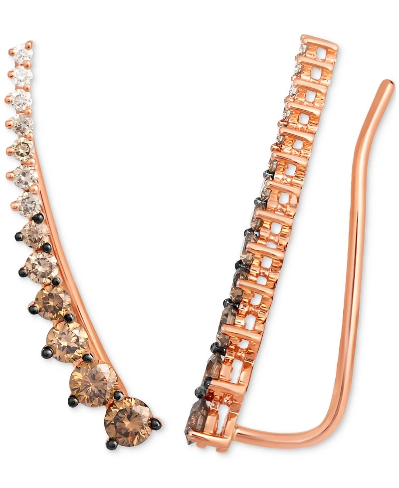 Le Vian Chocolate Ombre Diamond Ear Climbers (7/8 ct. t.w.) 14k Rose Gold