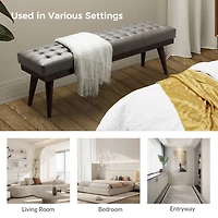 Terencio 55.5" Wide Bedroom Genuine Leather Bench