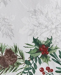 Elrene Holly Berry Flourish Holiday Fabric Rectangle Tablecloth, 102"x 60"