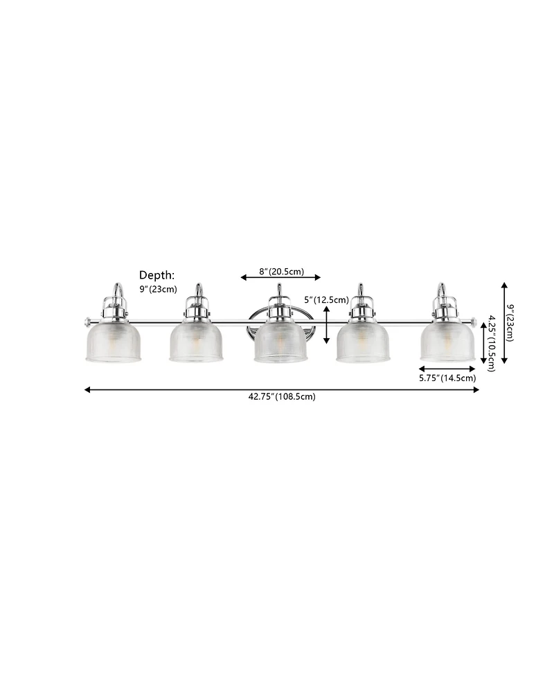 Jonathan Y Virginia 42.75" 5-Light Metal/Glass Led Vanity Light, Chrome