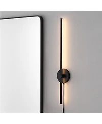 Jonathan Y Anton 27.25" 1-Light Modern Minimalist Iron Adjustable Bar Integrated Led Plug-In Sconce