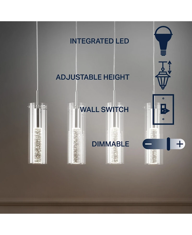 Jonathan Y Mium 29.5" 4-Light Modern Style Iron/Crystal/Glass Integrated Led Linear Pendant, Chrome