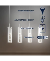 Jonathan Y Mium 29.5" 4-Light Modern Style Iron/Crystal/Glass Integrated Led Linear Pendant, Chrome