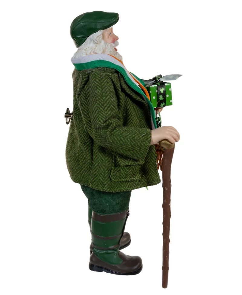 Kurt Adler 10.5-Inch Fabriche Musical Irish Santa with Wreath