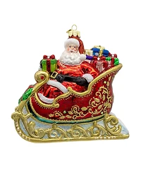 Kurt Adler 6.25-Inch Bellissimo Glass Santa in Sleigh Ornament