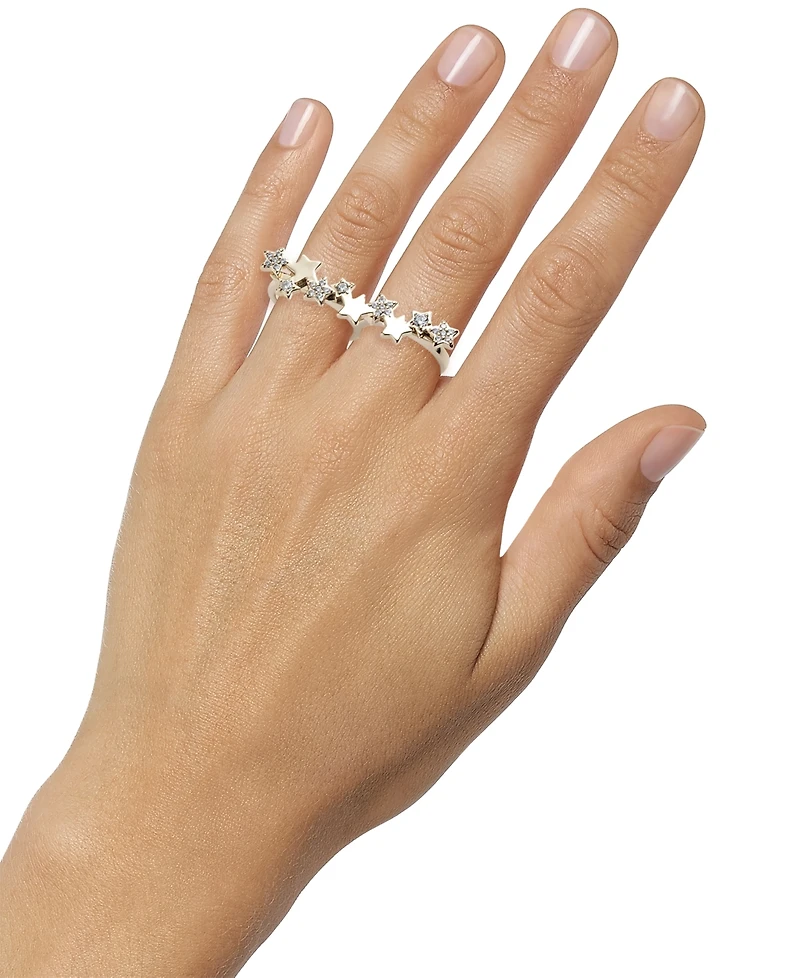Emily in Paris Gold-Tone Cubic Zirconia Star Two Finger Ring