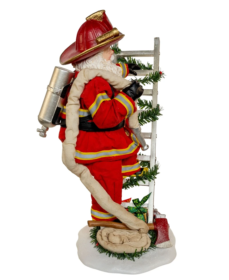 Kurt Adler 11.5-Inch Fabriche Fireman Santa On Ladder