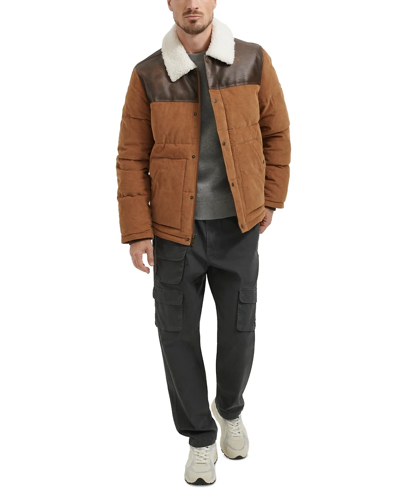 Levi's Men's Mixed-Media Western Puffer Jacket