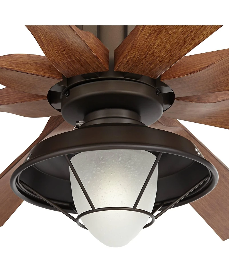 60" Possini Euro Design Defender Industrial Indoor Outdoor Ceiling Fan with Led Light Remote Oil Rubbed Bronze Koa Damp Rated for Patio Exterior