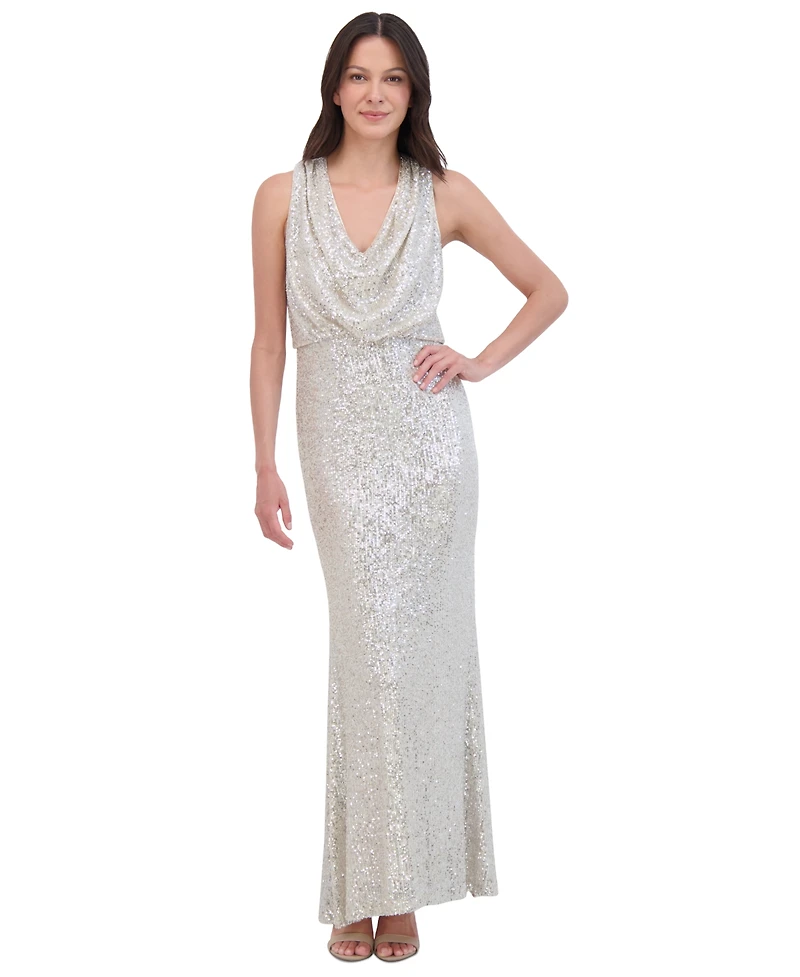 Eliza J Women's Sequined Cowlneck Gown