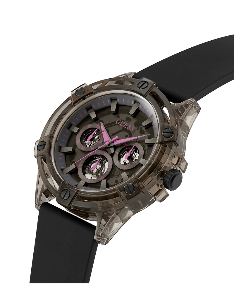 Guess Men's Multi-Function Black Silicone Watch 48mm