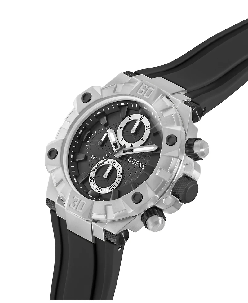 Guess Men's Multi-Function Black Silicone Watch 46mm