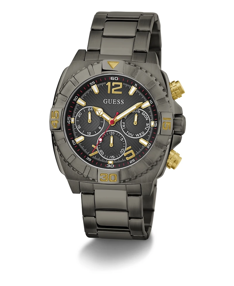 Guess Men's Multi-Function Gunmetal Stainless Steel Watch 44mm