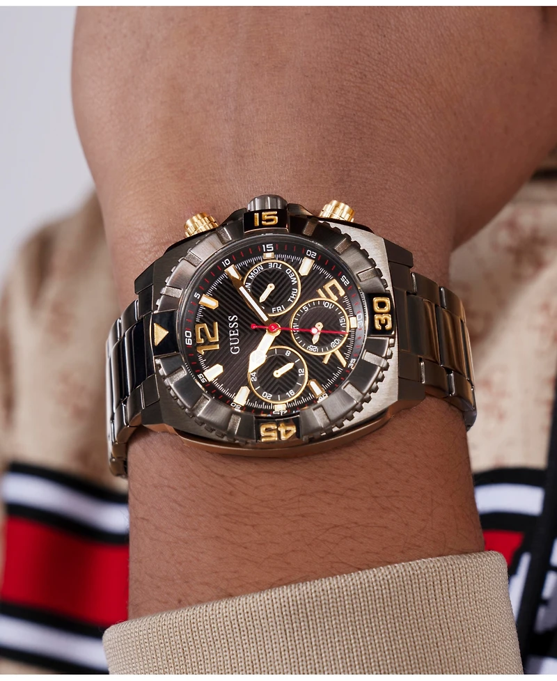 Guess Men's Multi-Function Gunmetal Stainless Steel Watch 44mm