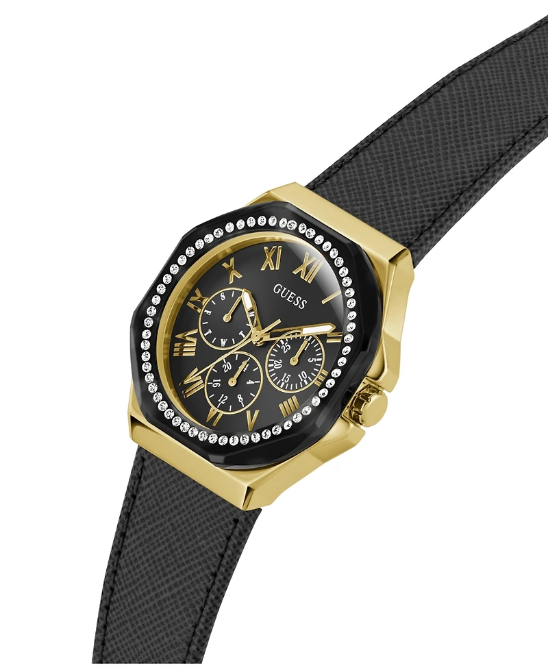 Guess Women's Multi-Function Black Leather Watch 36mm
