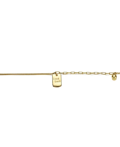 Sterling Silver 14k Yellow Gold PLated Anklet with Golden Pearl and Square Charm