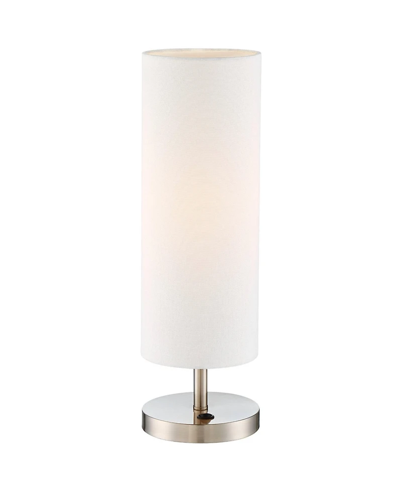 360 Lighting Heyburn Modern Accent Table Lamp 20" High Brushed Steel with Usb and Ac Power Outlet in Base Off White Cylinder Shade for Bedroom De