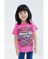 Monster Jam Girls 2 Pack T-Shirts to Grave Digger El Toro Loco Whiplash Monster Mutt Dalmatian Megalodon
