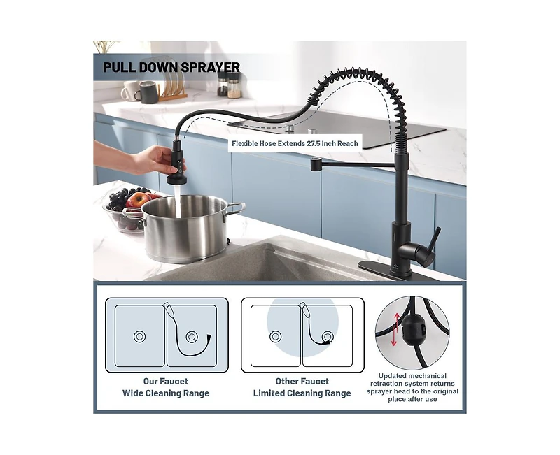 Casainc 1.8 Gpm Pull Down Touchless Sensor Single Handle Kitchen Faucet with Accessories