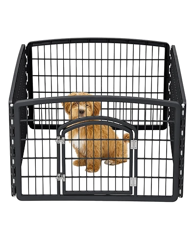 Iris Usa 24" Exercise 4-Panel Pet Playpen with Door, Dog Playpen, Puppy Playpen, for Small and Medium Dogs, Keep Pets Secure, Easy Assemble, Rust-Free