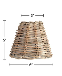 Springcrest Collection Set of 6 Lamp Shades Natural Wicker Weave Small 3" Top x 6" Bottom x 5" High Candelabra Clip-On Fitting