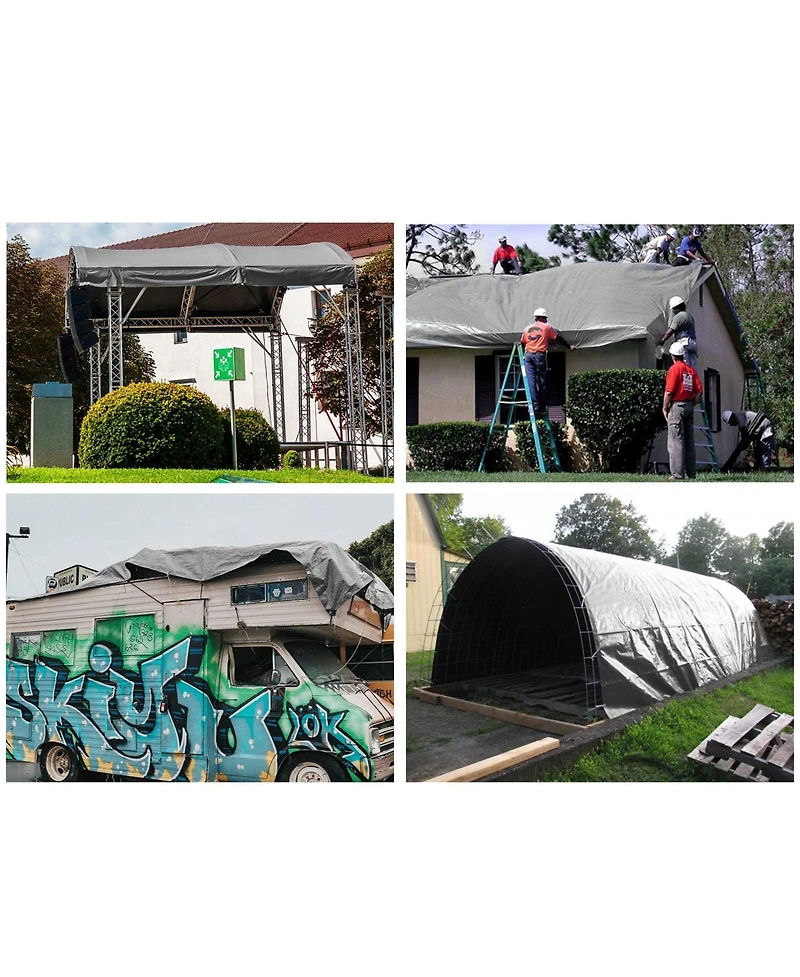 Yescom 2 Pack 10x12 Ft Waterproof Poly Tarp 10-mil Heavy Duty Haystack Cover Tarpaulin