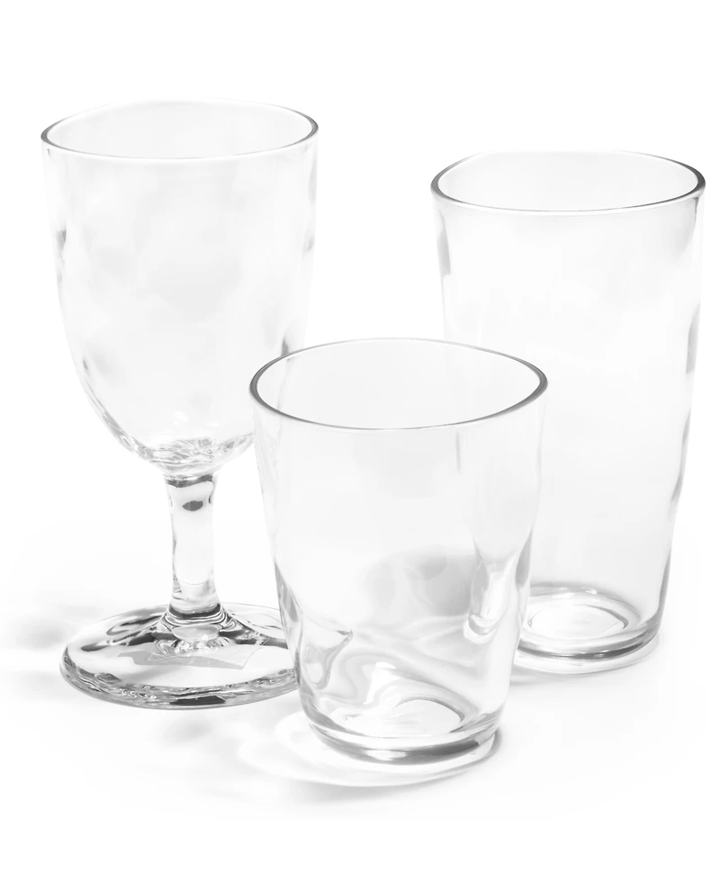 Q Squared Ruffle Clear Tritan Acrylic Double Old Fashion Glasses, Set of 4