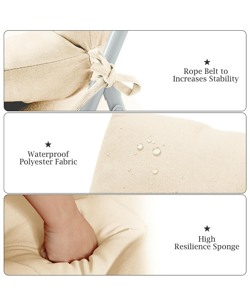 Tufted Patio High Back Chair Cushion with Non-Slip String Ties