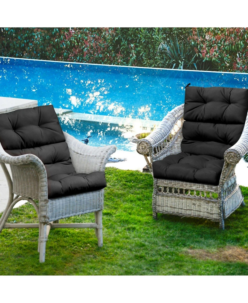Tufted Patio High Back Chair Cushion with Non-Slip String Ties