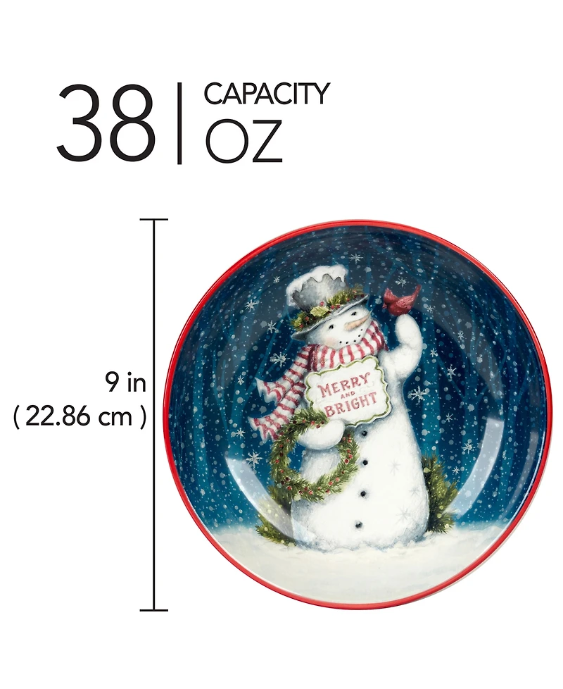Certified International Snowman Greetings Soup Bowls, Set of 4