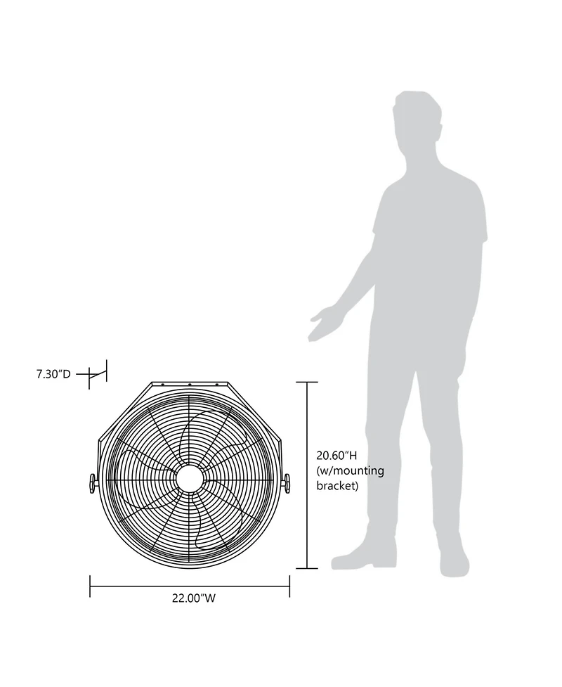 Newair 18" High Velocity Wall Mount Fan, Heavy Duty Waterproof Outdoor Fan, Adjustable Tilt and 3 Speeds up to 4012 Cfm, Pull Chain Switch | Wall Fan