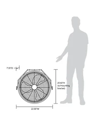 Newair 18" High Velocity Wall Mount Fan, Heavy Duty Waterproof Outdoor Fan, Adjustable Tilt and 3 Speeds up to 4012 Cfm, Pull Chain Switch | Wall Fan