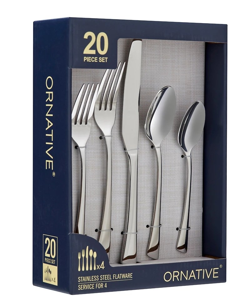 Ornative Abril Mirror 20 Piece Flatware Set, Service for 4