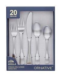 Ornative Yesenia Satin 20 Piece Flatware Set, Service for 4