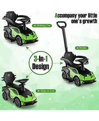 Sugift 3-in-1 Licensed Lamborghini Ride on Push Car with Handle Guardrail