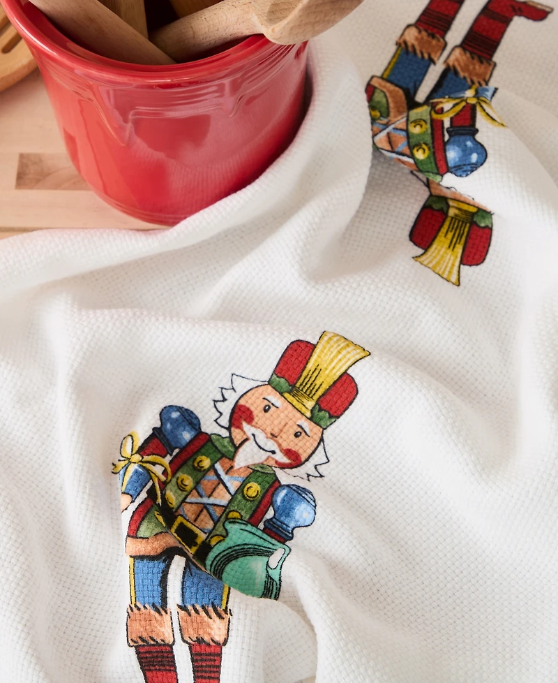 Fiesta Giver Nutcracker Holiday Holly Sprig Kitchen Towel 16" x 28", Set of 2