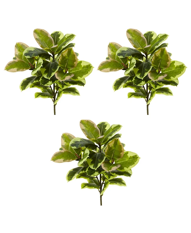 Slickblue Rubber Leaf Artificial Plant (Real Touch) for Lifelike Greenery (Set of 3)