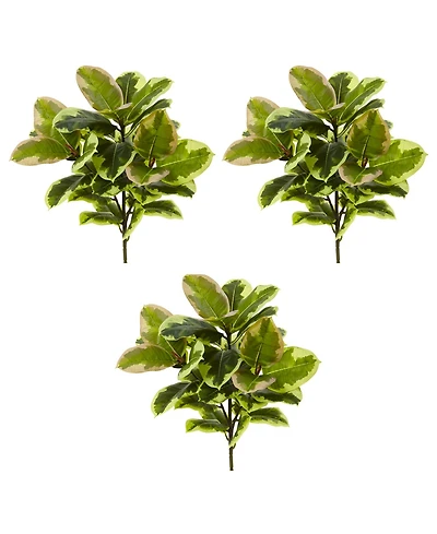 Slickblue Rubber Leaf Artificial Plant (Real Touch) for Lifelike Greenery (Set of 3)