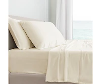 Cariloha Classic 4-Piece Twill Sheet Set | Ivory King Viscose Material |Extra soft, Cooling for Hot Sleepers, Corner Bands