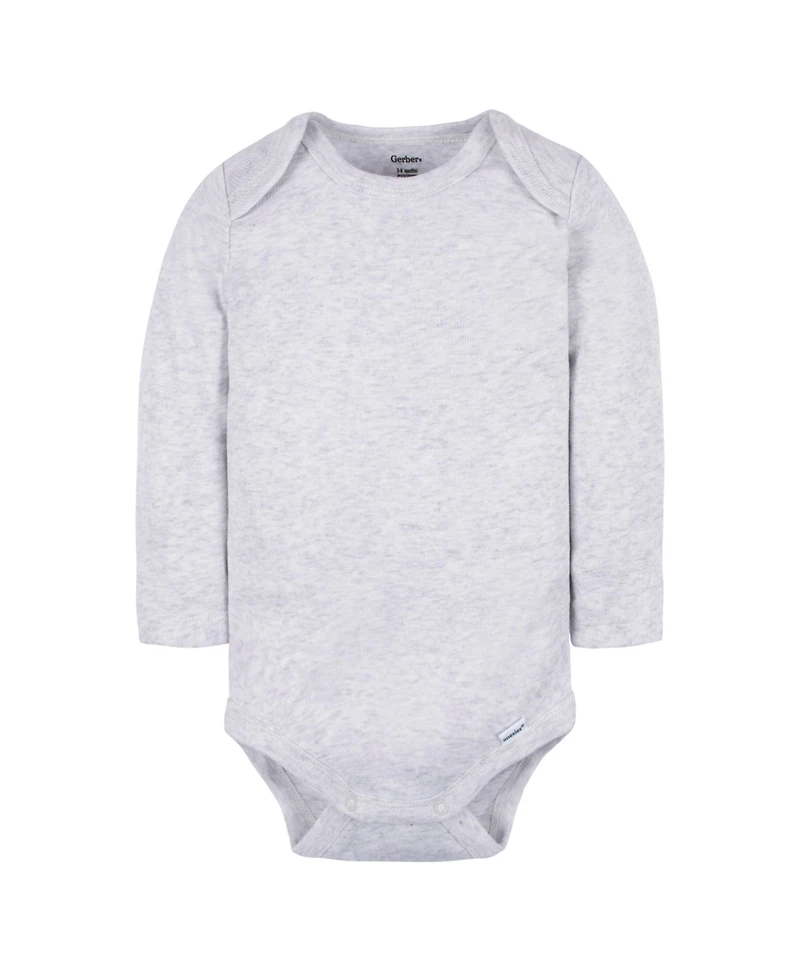 Gerber Baby Girls Long Sleeve Onesies Bodysuits, 6-Pack, White/Black Variety
