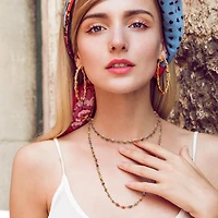 Bling Jewelry Delicate Multi-Color Strand Necklace Evil Eye 14K Gold Plated Sterling Silver