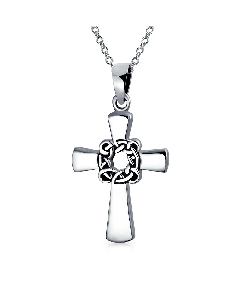 Bling Jewelry Viking Irish Celtic Knot Eternal Thorns of Christ Cross Pendant Necklace Sterling Silver 16 Inch