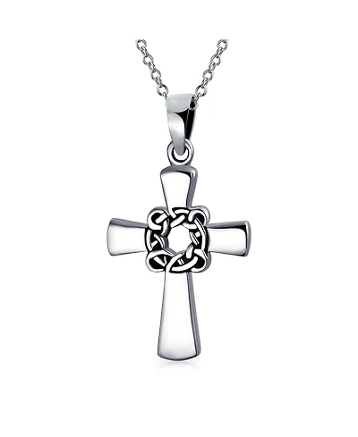 Bling Jewelry Viking Irish Celtic Knot Eternal Thorns of Christ Cross Pendant Necklace Sterling Silver 16 Inch