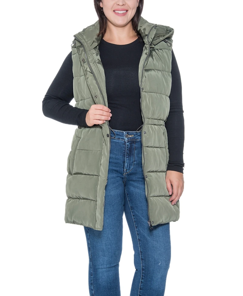 Sebby Collection Plus Puffer Vest With Drawstring Waist