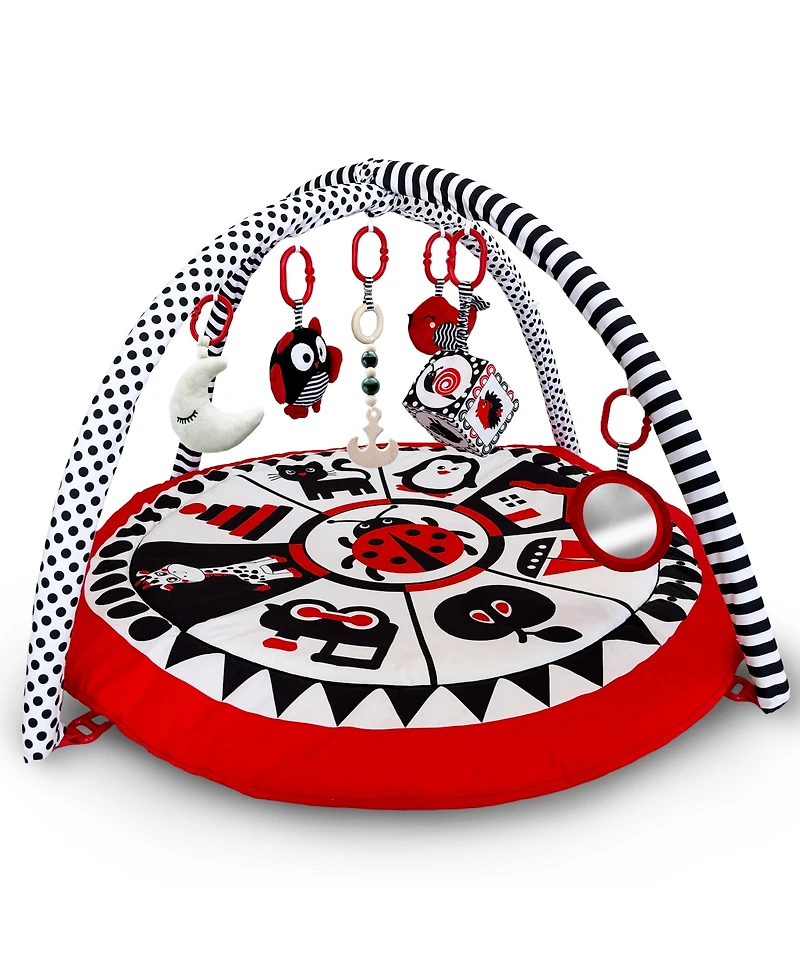 Quokka High Contrast Padded Baby Mat for Floor Tummy Time with 6 Toys