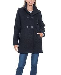 Sebby Collection Women's Boucle Double Breasted Walking Coat
