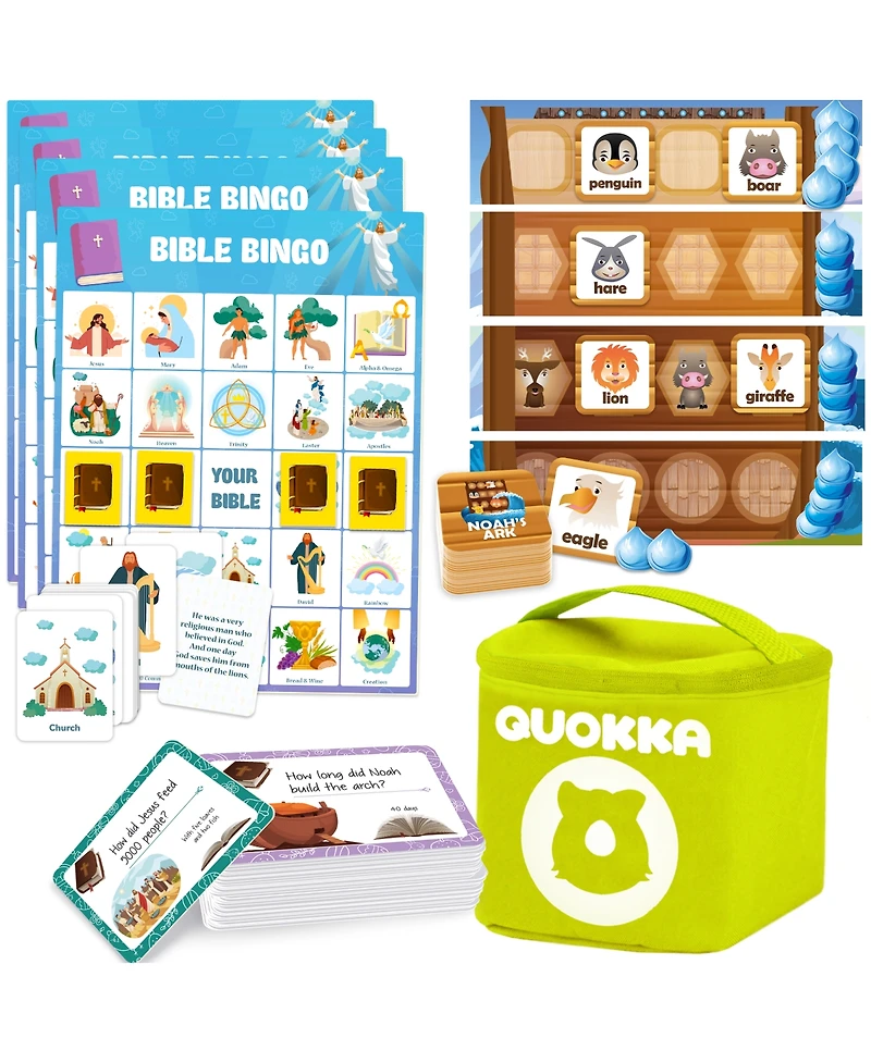 Quokka 2X Set Bible Games for Kids 4-6 - Bible Bingo, Noah Ark Toy