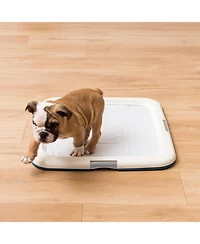 Iris Usa Potty Pad Holder, Fits 23"x23" or Larger, Square, Puppy Dog Pad Hoder, Secured Latches, Non-Skid Rubber Feet, High Polish Finish for Easy Cle