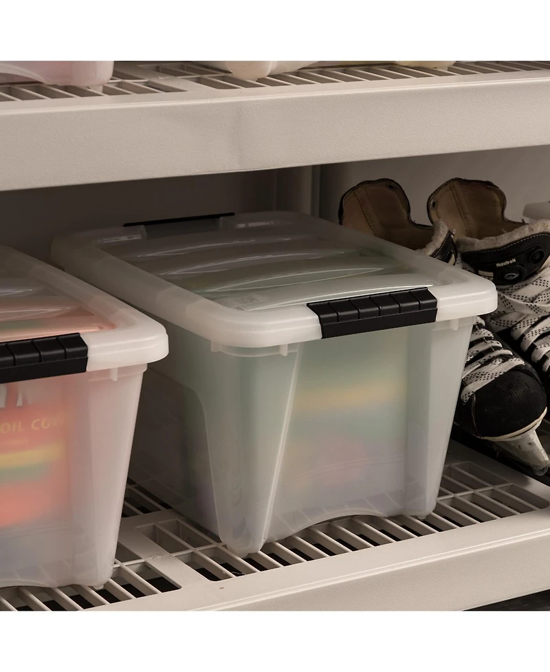 Iris 6 Pack 19qt Plastic Storage Bin with Lid and Secure Latching Buckles, Pearl